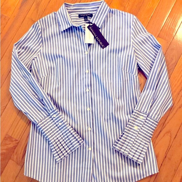 NWT BANANA REPUBLIC PLEATED CUFF BUTTON UP SHIRT - RILEY FIT - Picture 2 of 11